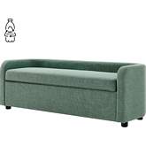 Wendy Storage Bench in Sea Green Recycled Fabric & Black Wood